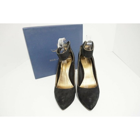 Pour La Victoire Avi Black Suede Women's Platform High Heels Pumps US 9 M $250 - Picture 6 of 9
